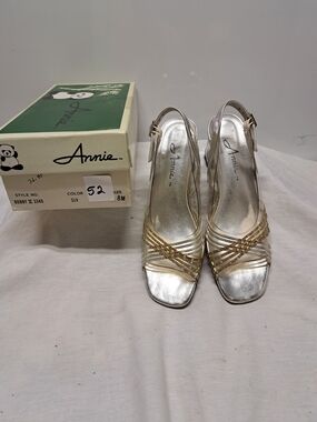 Annie Silver Strappy Slingback Heels